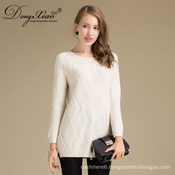 Women'S Fashion Spring Clothing White Cashmere Knit O-Neck Sweater